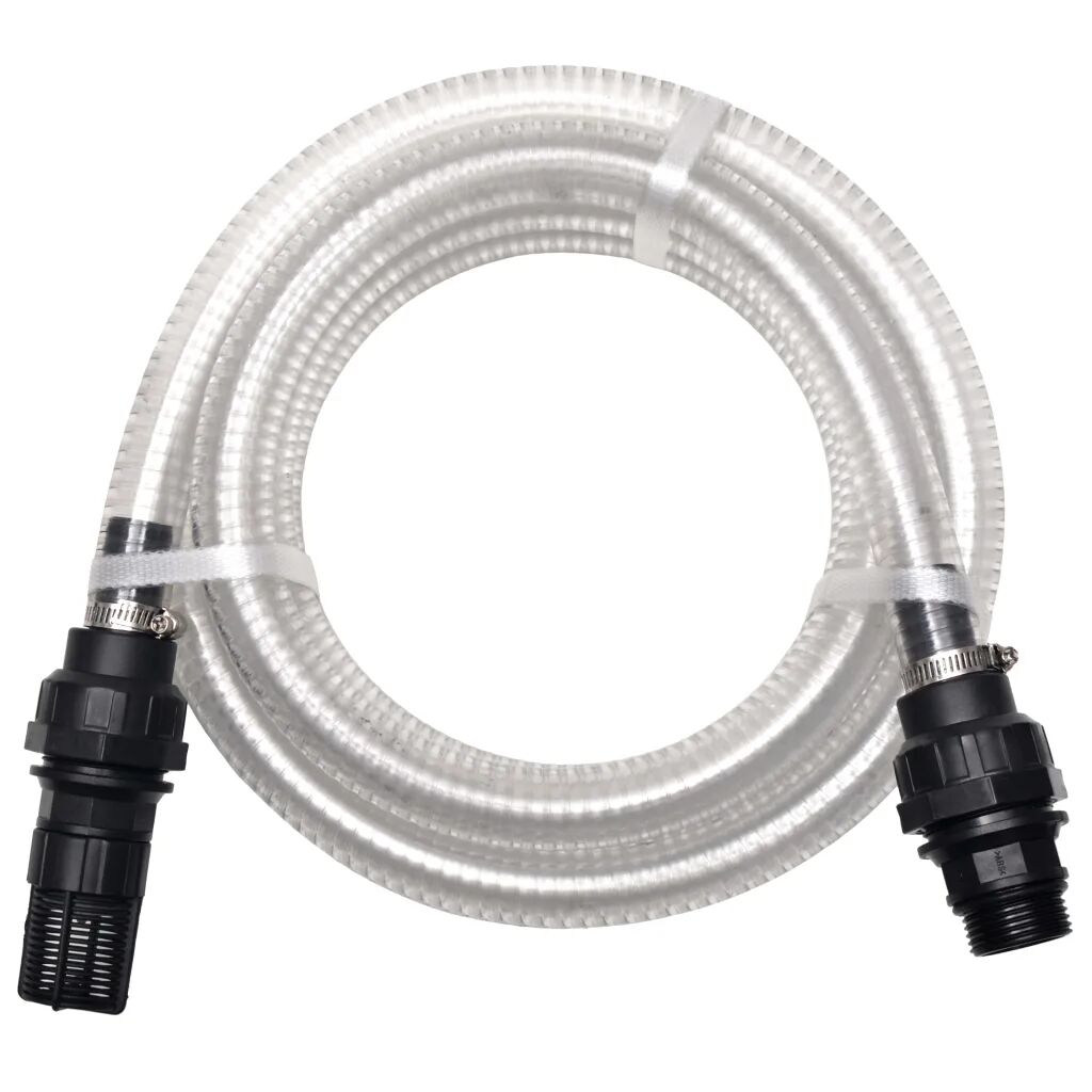 vidaXL Furtun de aspirare cu racorduri, alb, 2 mm, 4 m