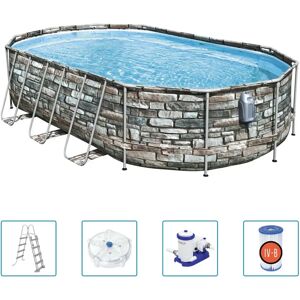 vidaXL Bestway Power Steel Comfort Jet Series Pool Set Oval 122.0 H x 366.0 W x 610.0 D cm