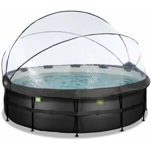 EXIT TOYS Exit Black Leather pool ø488x122cm with sand filter pump and dome - black