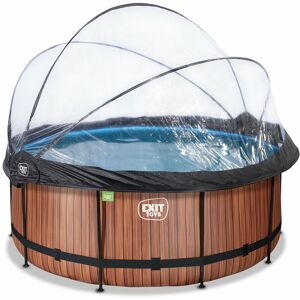 EXIT TOYS Exit Wood pool ø360x122cm with sand filter pump and dome - brown