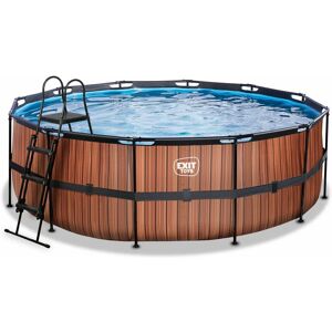 EXIT TOYS Exit Wood pool ø427x122cm with sand filter pump - brown