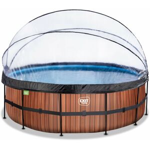 EXIT TOYS EXIT Wood pool ø450x122cm with sand filter pump and dome - brown