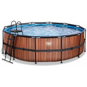 EXIT TOYS Exit Wood pool ø450x122cm with sand filter pump - brown