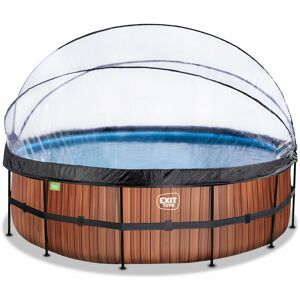 EXIT TOYS Exit Wood pool ø488x122cm with sand filter pump and dome - brown