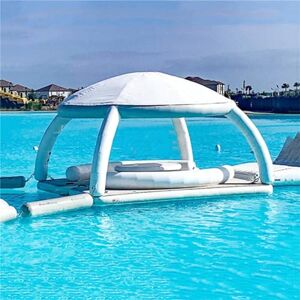 Gueploer Inflatable Island Float Water Hangout Lounge with Cup Holder, And Oversized Backrests for Outdoor Leisure And Entertainment in Summer,11Ft/3.4M*11Ft/3.4M