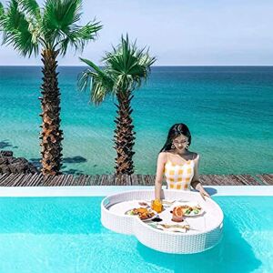 Garcan Swimming Pool Floating Tray Table, Water Surface Floating Disc, Multifunction Floating Breakfast Tray, Floating Food Plate for Outdoor Party
