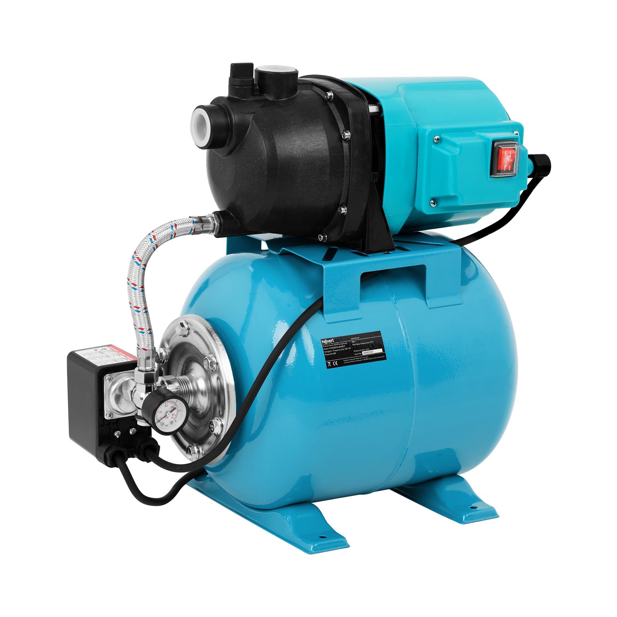 hillvert Self-Priming Pump - 2,700 L/h - 600 W HT-ROBSON-JP600CP