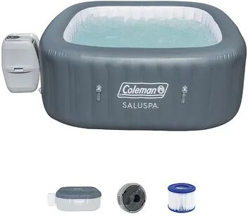 Coleman Cable Coleman SaluSpa 140 AirJet Square 4-6 Person Inflatable Hot Tub Spa, Gray, Grey