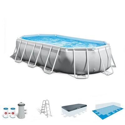 Intex 16.5ft x 9ft x 48in Rectangular Pool Set w/ Filter Cartridges (6 Pack), Grey