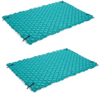 Intex 9.5' Inflatable Floating Water Swimming Pool Lake Mat Platform Pad, 2 Pack, Brt Blue