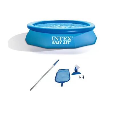 Intex 10'x2.5' Kid Swimming Pool w/Filter Pump & Cleaning Maintenance Kit, Brt Blue