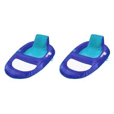 SwimWays Spring Float Recliner XL Floating Swimming Pool Lounge Chair (2 Pack), Brt Blue