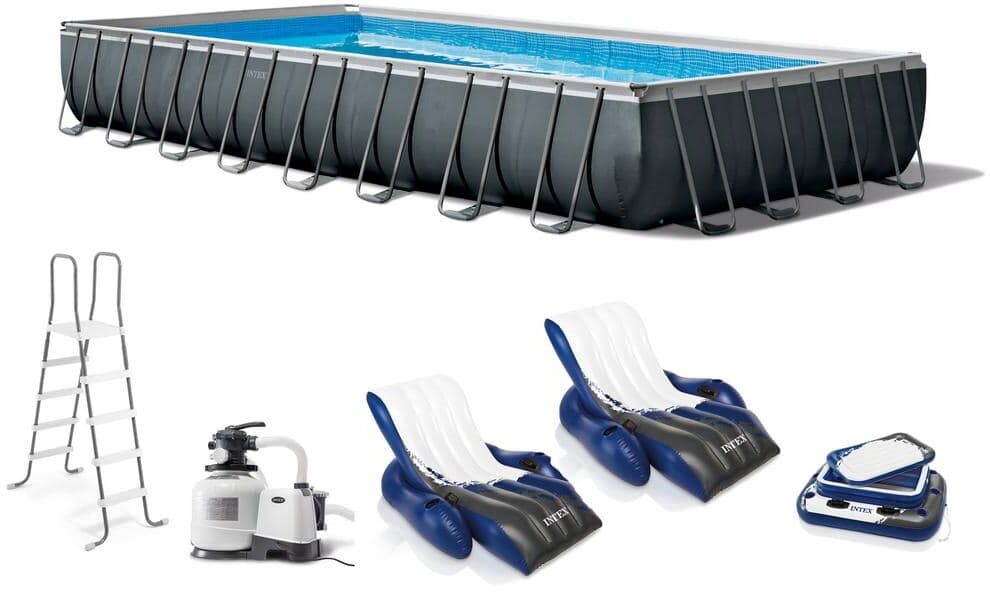 Intex 32 ft. x 16 ft. x 52 in. Ultra XTR Rectangular Pool, Floats & Cooler (2-Pack)