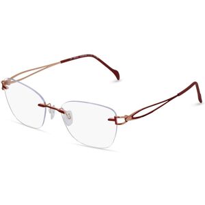 Fielmann ROW Fielmann COMFORT 117 CL Damen-Brille inkl. Gläser Randlos Eckig Titan-Gestell 52mm/17mm/135mm, rot