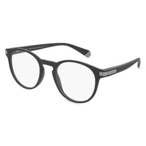 Safilo Polaroid PLD D418 Unisex-Brille inkl. Gläser Vollrand Rund Kunststoff-Gestell 49mm/21mm/140mm, schwarz