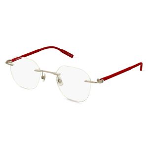 Kering Eyewear Montblanc MB0223O Herren-Brille inkl. Gläser Randlos Rund Metall-Gestell 50mm/21mm/145mm, silber