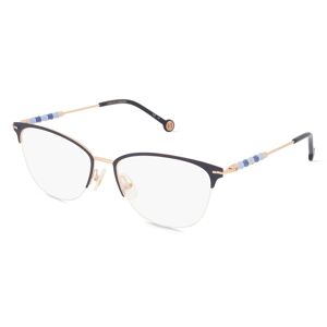 Safilo Carolina Herrera CH0038 Damen-Brille inkl. Gläser Halbrand Browline Metall-Gestell 54mm/17mm/140mm, blau