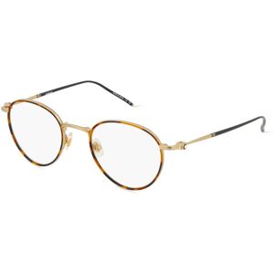 Kering Eyewear Montblanc MB0162O Herren-Brille inkl. Gläser Vollrand Rund Metall-Gestell 48mm/22mm/145mm, braun