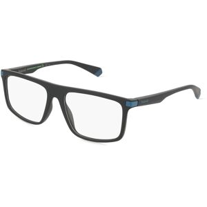 Safilo Polaroid PLD D448 Herren-Brille inkl. Gläser Vollrand Eckig Kunststoff-Gestell 55mm/16mm/140mm, schwarz