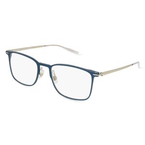 Kering Eyewear Montblanc MB0193O Herren-Brille inkl. Gläser Vollrand Rechteckig Metall-Gestell 55mm/20mm/145mm, blau