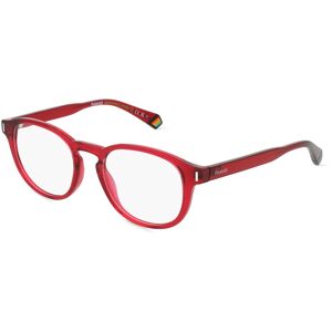 Safilo Polaroid PLD D452 Unisex-Brille inkl. Gläser Vollrand Rund Kunststoff-Gestell 50mm/19mm/145mm, rot