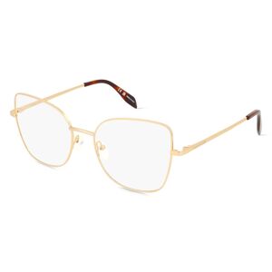 Kering Eyewear Alexander McQueen AM0416O Unisex-Brille inkl. Gläser Vollrand Cateye Metall-Gestell 54mm/18mm/140mm, gold