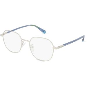 Safilo Polaroid PLD D474/G Unisex-Brille inkl. Gläser Vollrand Achteckig Metall-Gestell 52mm/19mm/145mm, silber