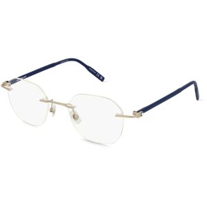 Kering Eyewear Montblanc MB0223O Herren-Brille inkl. Gläser Randlos Rund Metall-Gestell 50mm/21mm/145mm, silber