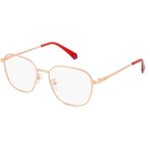 Safilo Polaroid PLD D437/G Damen-Brille inkl. Gläser Vollrand Panto Metall-Gestell 53mm/17mm/145mm, gold