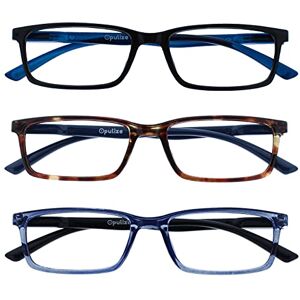 Opulize See-Lesebrille Blaulichtfilter 3er Pack Schmal Rahmen Federscharniere Verbessern Den Schlaf Computer Gaming Entspiegelt Schwarz Braun Transparenter Blau Herren Damen BBB9-123 +2.00