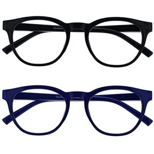 Opulize Blu-Brille Blaulichtfilter 2er Pack Cool Rund Rahmen Federscharniere Verbessern Den Schlaf Computerbrille Gaming Entspiegelt Schwarz Blau Herren Damen BB5-13 +0.00