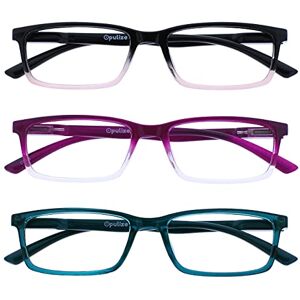 Opulize See-Lesebrille Blaulichtfilter 3er Pack Schmal Rahmen Federscharniere Verbessern Den Schlaf Computer Gaming Entspiegelt Rosa Lila Türkis Herren Damen BBB9-45Q +1.00