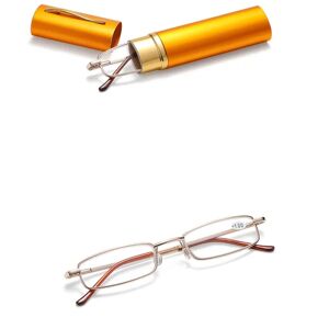 Floveme Gennemtænkte læsebriller med praktisk etui (+1,0-+4,0) Guld +2.5