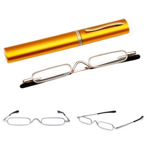Floveme Læsebriller med Power +1,0 - +4,0 med bærbar metalkasse Guld +1.75