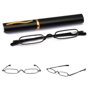 Floveme Læsebriller med Power +1,0 - +4,0 med bærbar metalkasse Svart +2.0