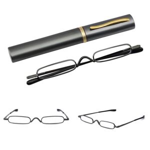 Floveme Læsebriller med Power +1,0 - +4,0 med bærbar metalkasse Grå +2.5
