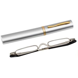 Floveme Læsebriller med Power +1,0 - +4,0 med sikker opbevaring Silver +3.5