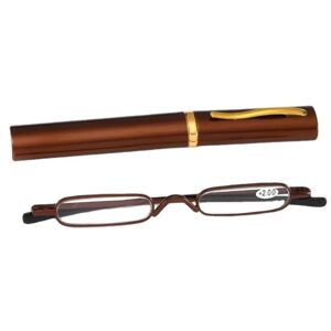 Floveme Læsebriller med Power +1,0 - +4,0 med sikker opbevaring Kaffe +2.0