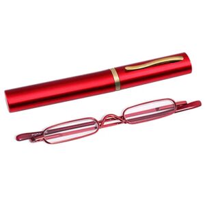 Floveme Læsebriller med Power +1,0 - +4,0 med sikker opbevaring Röd +2.0