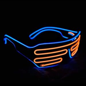 Neon Rave-briller (blå+orange) Blinkende LED-solbriller lyser D