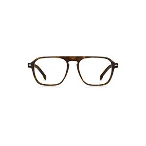 Boss Horn-acetate optical frames with signature silver-tone detail