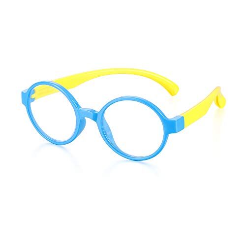 OMICE Kinderen Goggles Siliconen Frame Anti straling Kids Computer Bril Brillen Anti Blauw Licht Glazen Video Gaming Bril (Blauw-Geel)