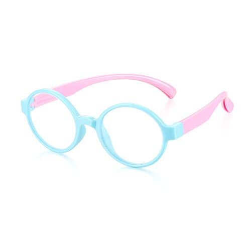 OMICE Kinderen Goggles Siliconen Frame Anti straling Kids Computer Bril Brillen Anti Blauw Licht Glazen Video Gaming Bril (Groen-Roze)