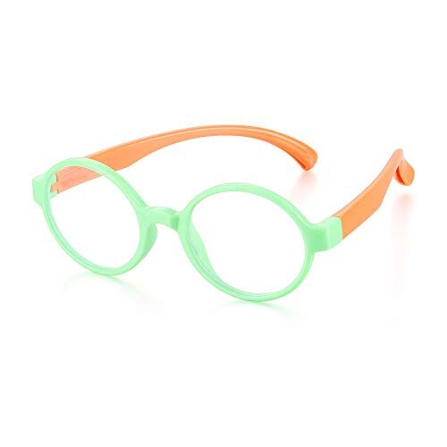 OMICE Kinderen Goggles Siliconen Frame Anti straling Kids Computer Bril Brillen Anti Blauw Licht Glazen Video Gaming Bril (Groen-Oranje)