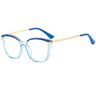 FUQINQINGOZ Leesbril, mode, oversized computerlezer, voorgestelde bril, anti-blauw licht, spiegel met vlak licht, bescherming tegen verblinding, Blauw, +0.00