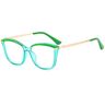 FUQINQINGOZ Leesbril, mode, oversized computerlezer, voorgestelde bril, anti-blauw licht, spiegel met vlak licht, bescherming tegen verblinding, Groen, +150