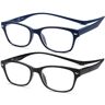 NEW VISION NEWVISION®, 2 paar leesbril met magneet, bril Presbiopia veerscharnieren, beugel om op de hals, bril met etui. NV3282 (+2.00, B.N.)