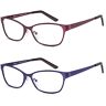 VVDQELLA Leesbril Metaal Dames Leesbril Cat Eye met veerrits en Brillenkoker Anti-Blauw Licht UV leesbril Dames 2,75x Paars