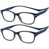 NEW VISION NEWVISION®, 2 paar leesbril met magneet, bril Presbiopia veerscharnieren, beugel om op de hals, bril met etui. NV3282 (+2,50, 2blauw)
