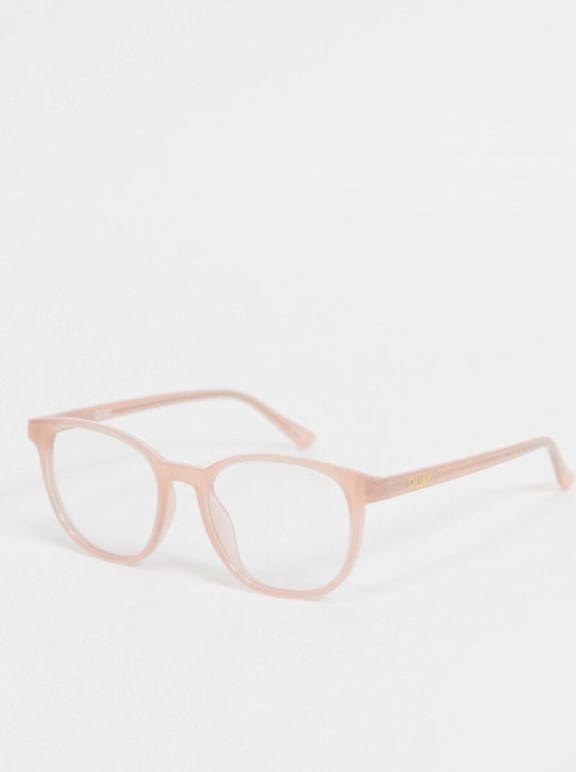 Quay Australia Quay Blueprint unisex round blue light lens glasses in blush-Pink  Pink